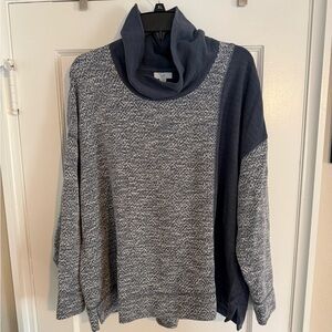 Plus size 2X Dusty Blue and White Sweater